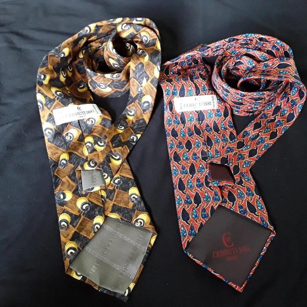 Cerruti 1881 Paris Vintage bundle 2 silk multicolor ties